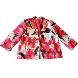 Alfred Dunner Hawaiian tropical Design multicolor blazer size 14 P